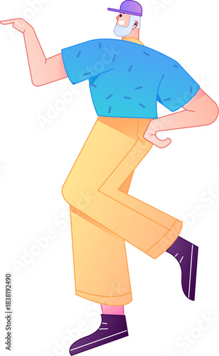 Vector flat gradient illustration of a character flying and hovering.
