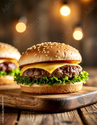 Classic Burger: A mouthwatering, expertly crafted burger with a perfectly toasted sesame bun, a juicy patty, melted cheese, and fresh lettuce.