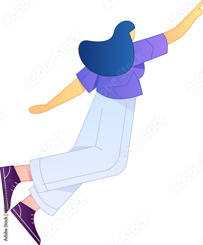 Vector flat gradient illustration of a character flying and hovering.
