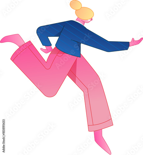 Vector flat gradient illustration of a character flying and hovering.
