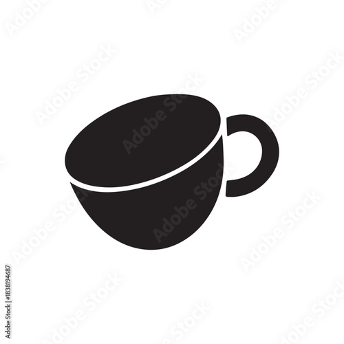  Minimal Tilted Coffee Cup Silhouette Icon on White Background