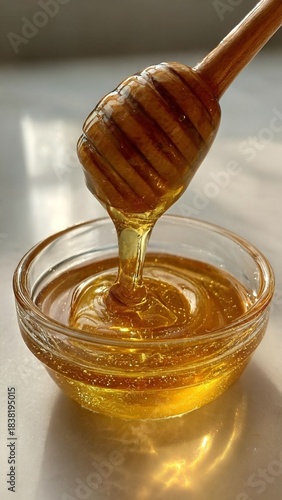 honey dripping from a wooden spoon