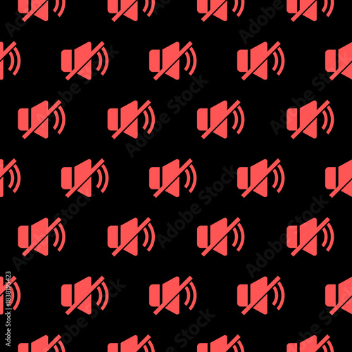 No sound seamless pattern isolated on black background