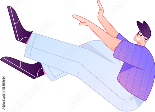 Vector flat gradient illustration of a character flying and hovering.

