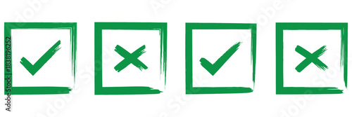 Brush stroke approved symbols. checkmark sign vector illustration, hand drawn tick sign collection.
