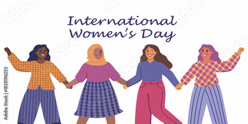 Celebrating international women s day with diverse group of women holding hands