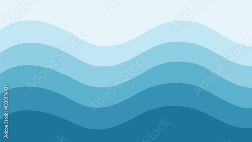 Calming blue waves with different shades creating a gradient abstract background for creative