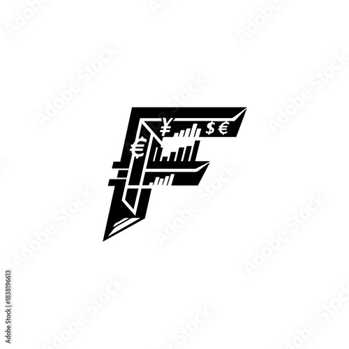 Dynamic Financial Markets and International Currency Trading Visualized in a Logo