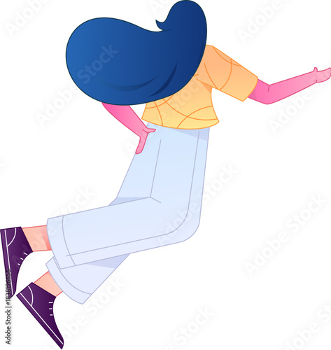 Vector flat gradient illustration of a character flying and hovering.
