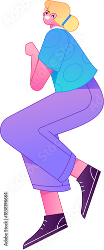 Vector flat gradient illustration of a character flying and hovering.
