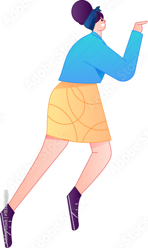 Vector flat gradient illustration of a character flying and hovering.
