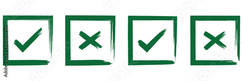 Check tick mark icon set. Green check mark vector symbol icon. Vector symbols set ,green checkmark isolated on white background. Brush strokes green