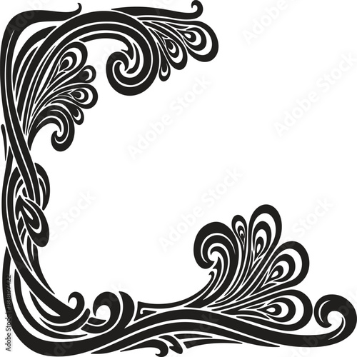 Vászonkép Art Nouveau Decorative Corner Frame with Flowing Swirls and Curves