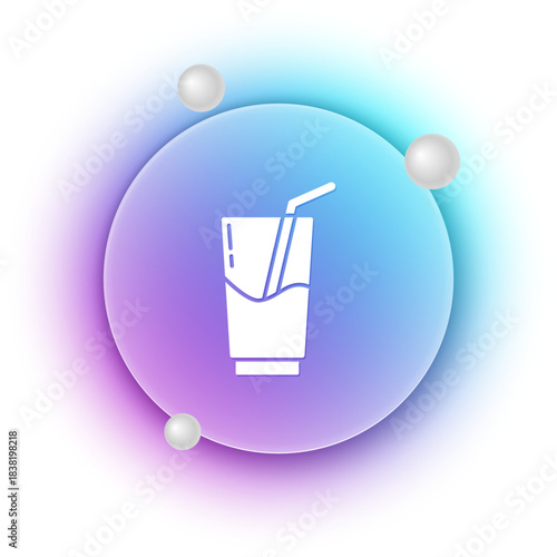 White Cocktail and alcohol drink icon isolated on white background. Blue and purple gradient circle background. Vector