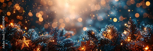 Panoramic Christmas Night Lights and Decorations