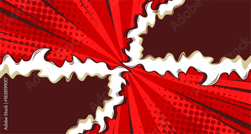35 pr Comic Background with Red Halftone and White Jagged Lines