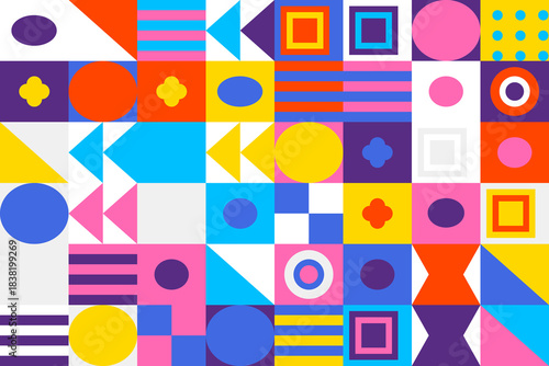 Free Download Vibrant geometric pattern with abstract shapes and bright colors, modern design - GFXLoad