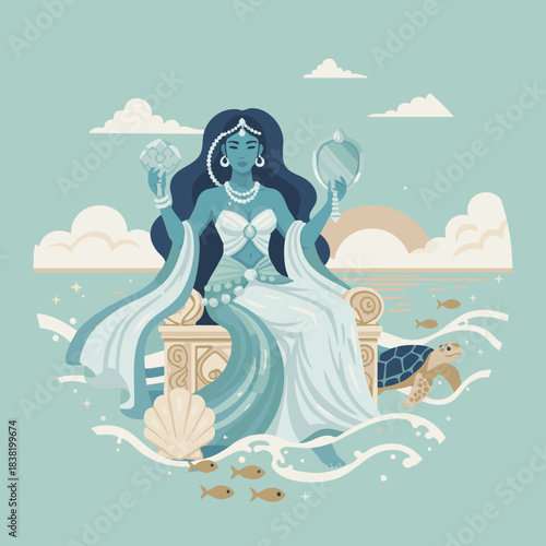 iemanja, rainha do mar, ilustração 