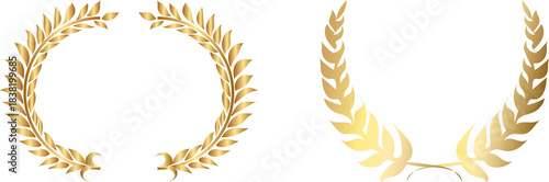 Luxury Holden Laurel Wreath Set Golden laurel wreath set elegant elements, classic victory award branch icons, luxury achievement prize decoration