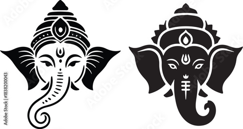 Lord ganesha deity illustration hindu god of wisdom and remover of obstacles isolated on white background