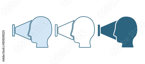 Blue Face recognition icon isolated on white background. Face identification scanner icon. Facial id. Cyber security concept. Vector