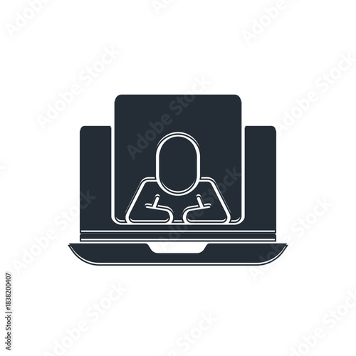 Black Online psychological counseling distance icon isolated on white background. Psychotherapy, psychological help, psychiatrist online consulting. Vector