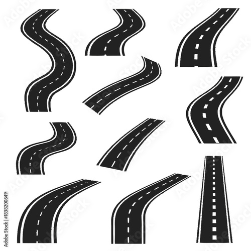 Curvy Highway Road Collection Vector