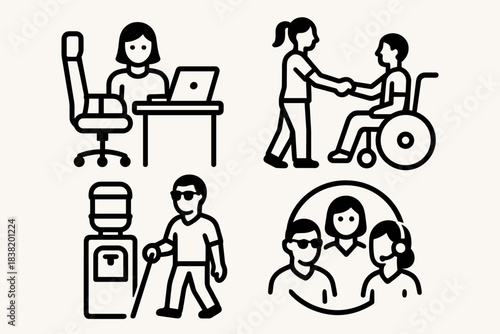 Inclusive Workplace and Accessibility Line Icons