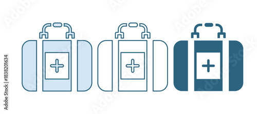 Blue First aid kit icon isolated on white background. Medical box with cross. Medical equipment for emergency. Healthcare concept. Vector