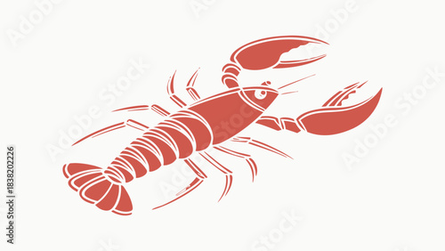 Red Lobster Illustration on White Background - Simple and Stylized Marine Crustacean