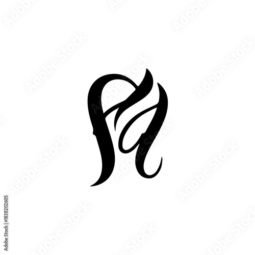 Elegant gothic calligraphy letter f and a ligature isolated on white background, representing ancient script and stylish typography. isolated on transparent background