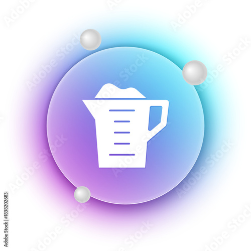 White Washing powder in a measuring cup icon isolated on white background. Blue and purple gradient circle background. Vector