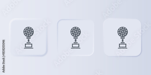 Grey Award cup with golf icon isolated on grey background. Winner trophy symbol. Championship or competition trophy. Sports achievement sign. Set icons in square buttons. Vector