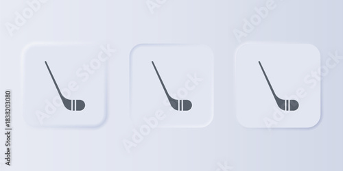 Grey Ice hockey sticks icon isolated on grey background. Set icons in square buttons. Vector