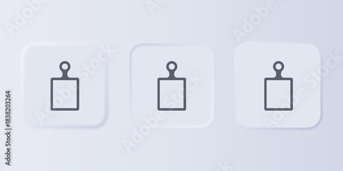 Grey Cutting board icon isolated on grey background. Chopping Board symbol. Set icons in square buttons. Vector