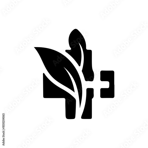 Green leaf icon integrated with medical cross symbol, signifying natural health and organic medicine concepts isolated on transparent background
