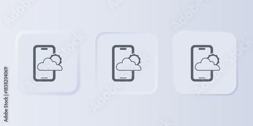 Grey Weather forecast icon isolated on grey background. Set icons in square buttons. Vector