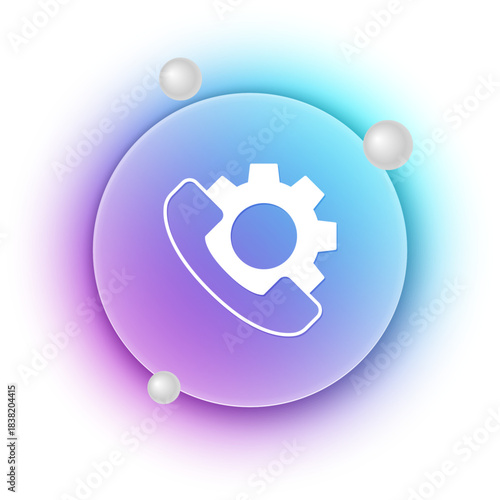White Telephone 24 hours support icon isolated on white background. All-day customer support call-center. Full time call services. Blue and purple gradient circle background. Vector
