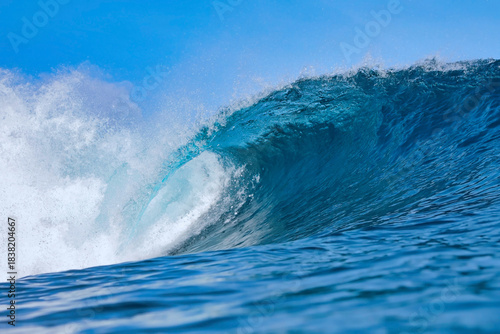 Powerful ocean wave crashing at coastline.Bali.Indonesia