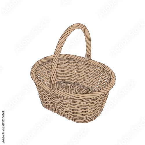 Woven Wicker Basket with Handle