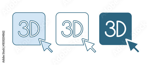 Blue 3D printer icon isolated on white background. 3d printing. Vector