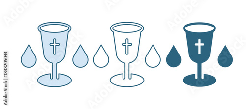 Blue Christian chalice icon isolated on white background. Christianity icon. Happy Easter. Vector