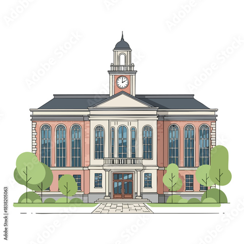 Historic Government Building Illustration
