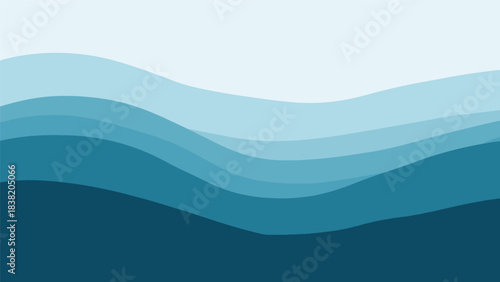Abstract blue wave pattern with layered shades, creating a serene and flowing visual effect.