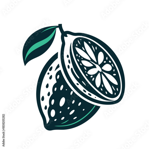 Modern Lemon Vector Illustration, Isolated Design