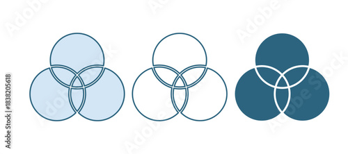 Blue RGB and CMYK color mixing icon isolated on white background. Vector