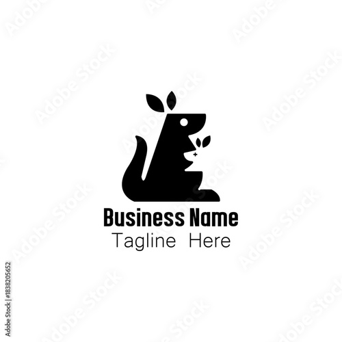 Stylized Kangaroo Family Logo with Nature Elements