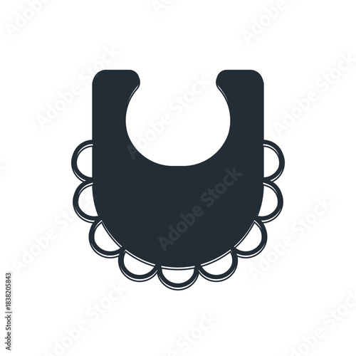 Black Baby bib icon isolated on white background. Vector