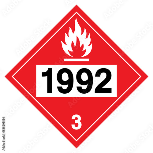 UN1992 Flammable Liquid Symbol Sign, Vector Illustration, Isolate On White Background, Label.EPS10