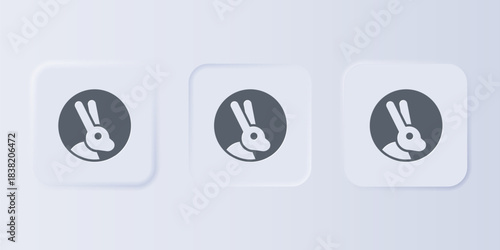 Grey Animal cruelty free with rabbit icon isolated on grey background. Set icons in square buttons. Vector